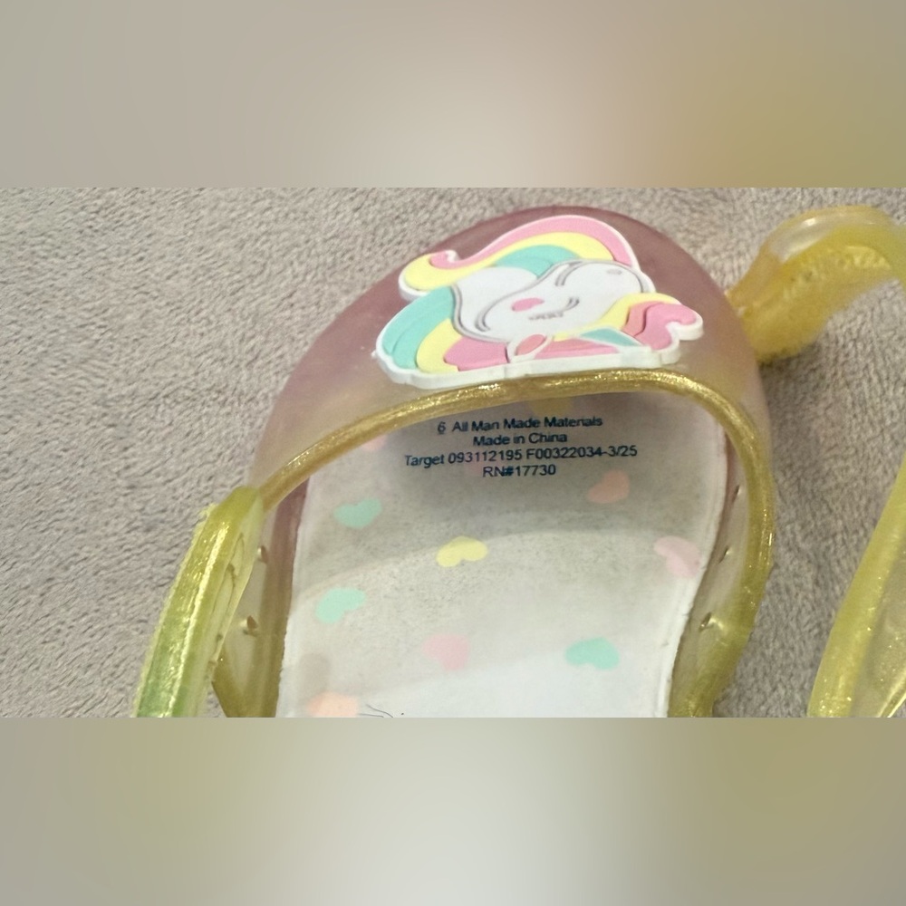 Cat & Jack Toddler Girls Unicorn Sandals Size 6 Jelly Easy On/ Off Slip On VGUC - Picture 6 of 6